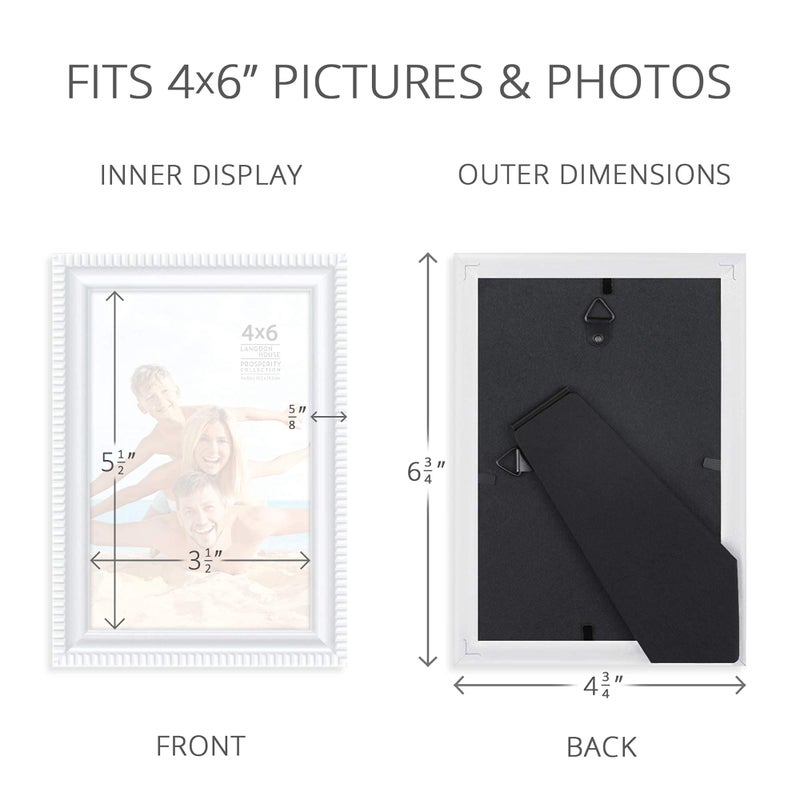 Langdon House 4x6 Picture Frames (White, 12 Pack), Contemporary Frame Set, Wall Mount or Table Top, Prosperity Collection - Image 3